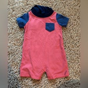 Carters Red/Navy Blue Hooded Bodysuit- 6m- NWOT